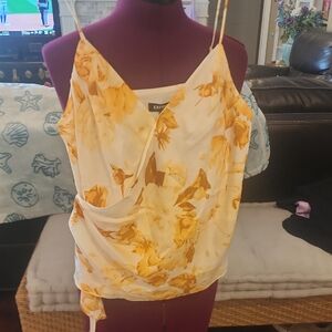 Express Cream and Gold Wrap Camisole